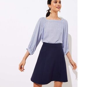 LOFT NWT blue ponte flippy skirt